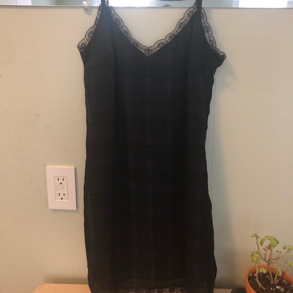 Zara Lingerie Like Blue Plaid Dress